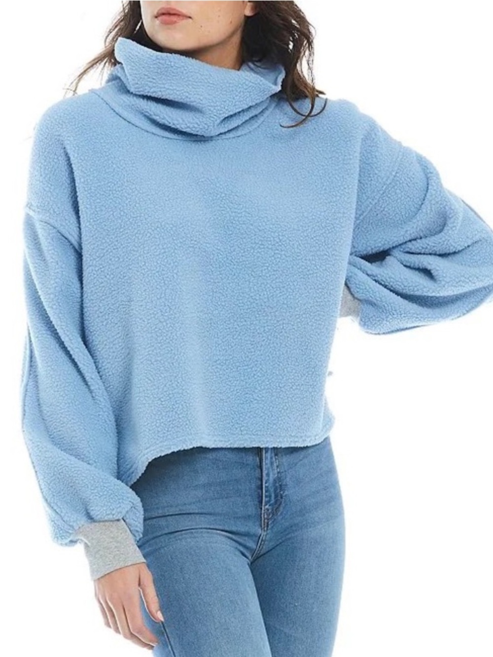 Free People Elk Mountain Pull Over Sweatshirt Sherpa Fleece Oversized Boxy Small